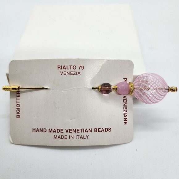 Pink Venetian Murano Art Glass made in Venezia Italy Hat Pin. By Rialto 79 - Picture 1 of 5